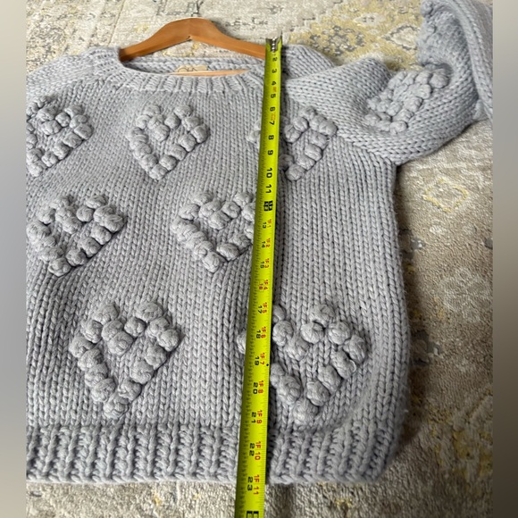Chaser Chunky Pom Pom Hearts Knit Sweater - Picture 8 of 8